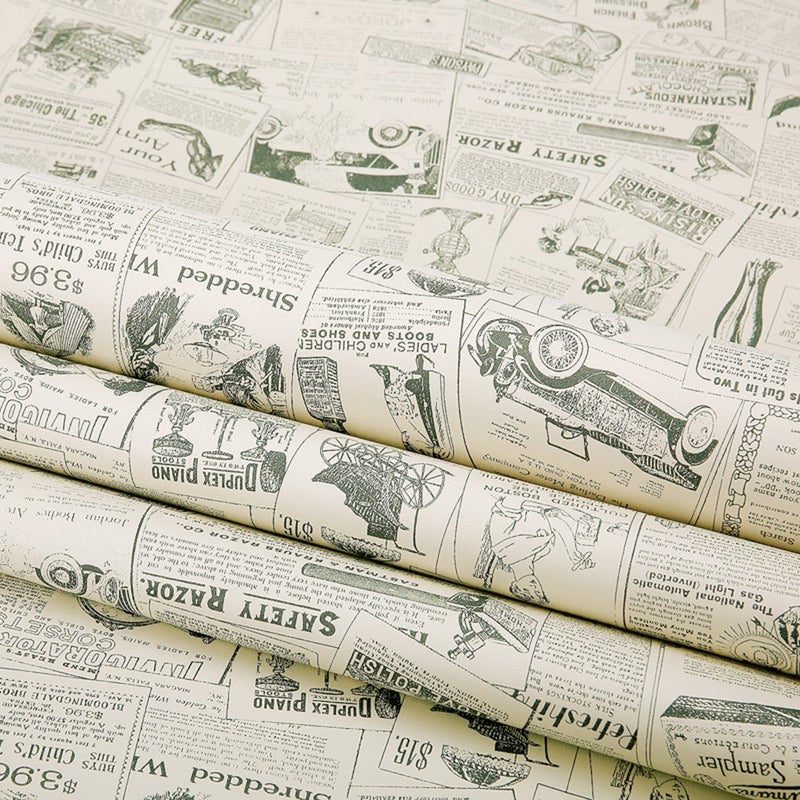 GLOW4U Vintage Newspaper Vinyl Contact Paper Wallpaper Self Adhesive Cabinet Shelf Drawer Liner for Kitchen Bathroom Backsplash Countertop Cupboard Table Desk Wall Decor (17.7 x 117 Inches,Smooth) - Image 5